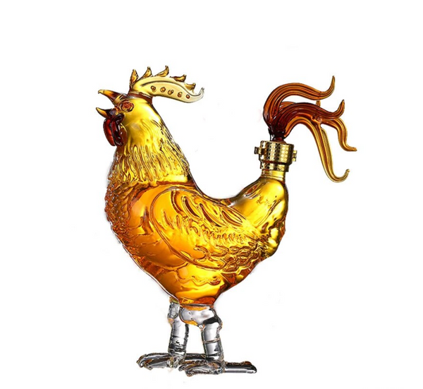 Handmade Chicken Rooster Animal Whiskey Decanter. 750ML - Raise The Bar Lux  