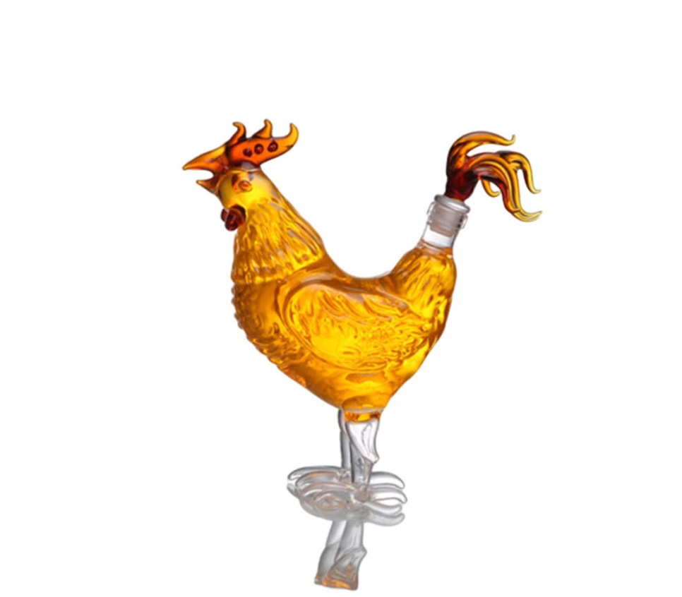 Handmade Chicken Rooster Animal Whiskey Decanter. 750ML - Raise The Bar Lux  