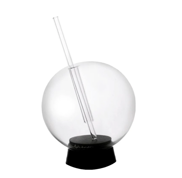 Spherical Round Cocktail Glass With Glass Straw. 400ML - Raise The Bar Lux  