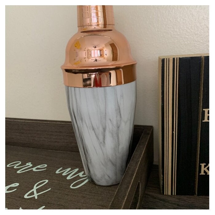 Elegant Marble And Copper Cocktail Shaker - Raise The Bar Lux  