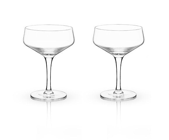 Venetian Crystal Coupe Cocktail Champagne Glasses. (Set of 2) - Raise The Bar Lux  