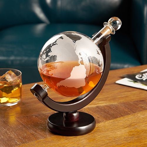 Etched Glass Globe Liquor Decanter - Raise The Bar Lux  