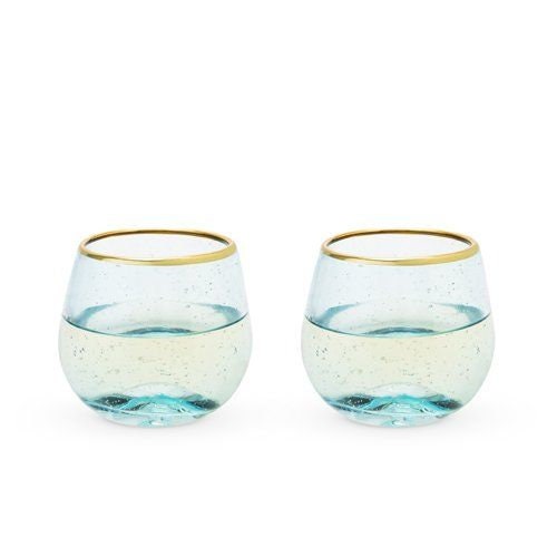 Aqua Bubble Stemless Wine Glass ( Set of 2) - Raise The Bar Lux  