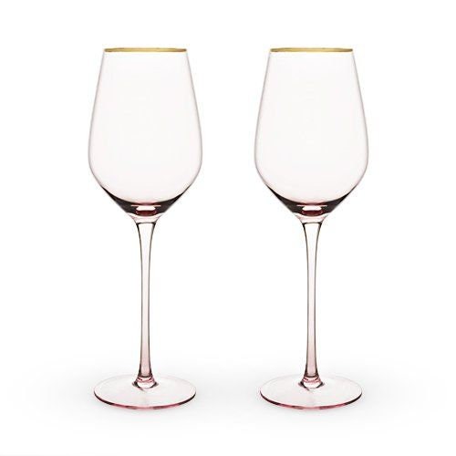 Rose Pink Crystal White Wine Glass (Set of 2). 14 oz. - Raise The Bar Lux  