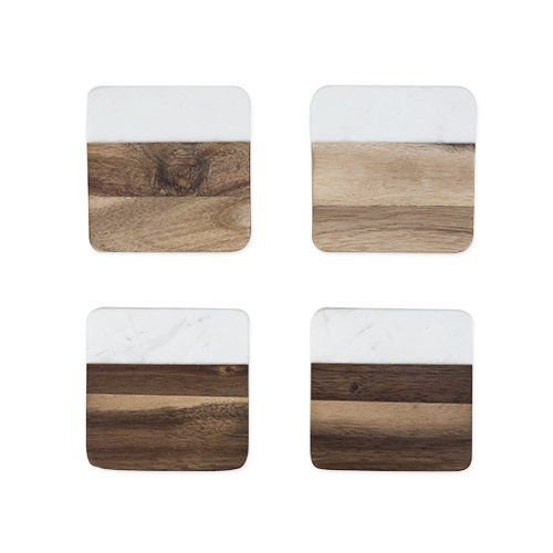 Marble & Acacia Coasters (  Set of 4) - Raise The Bar Lux  