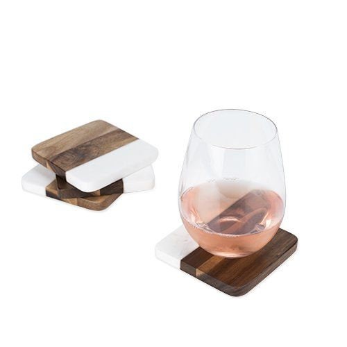 Marble & Acacia Coasters (  Set of 4) - Raise The Bar Lux  