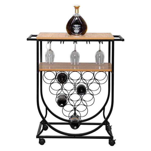 Industrial wine rack, bar cart on wheels for home or office bar - Raise The Bar Lux  