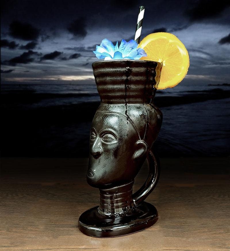 Beautiful Polynesian Queen Tiki Mug. Black And Pink - Raise The Bar Lux  