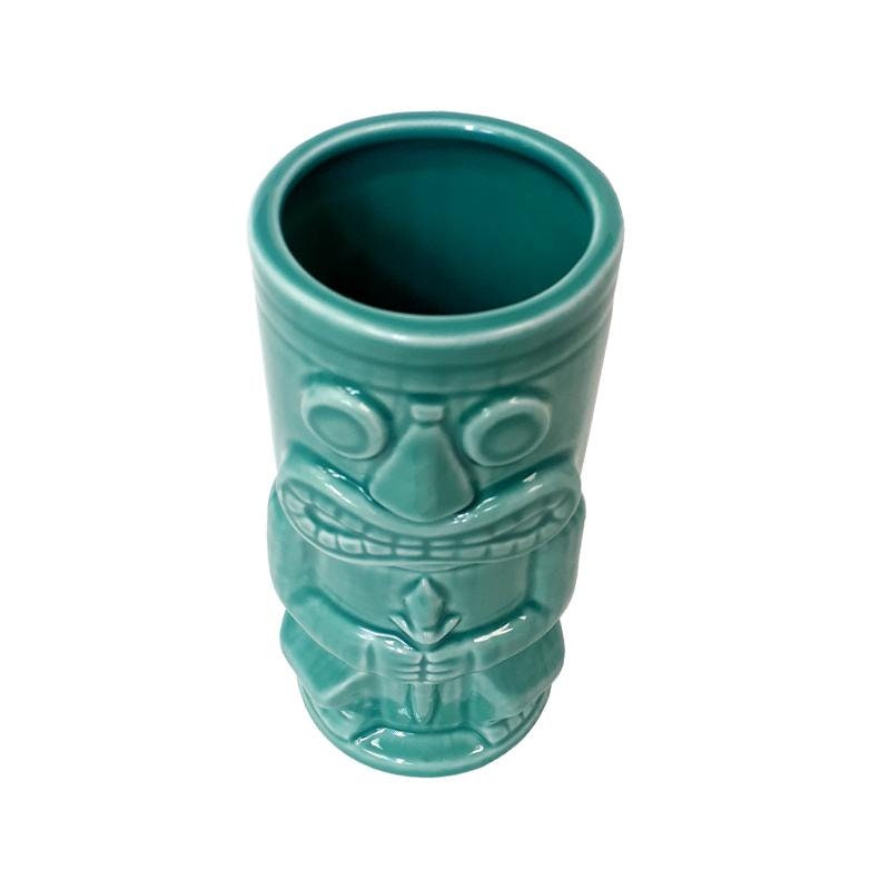 Ceramic Tiki Teal Stone God Cocktail Cup - 15 Oz. - Raise The Bar Lux  