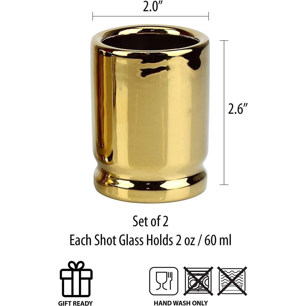 50 caliber ceramic bullet casing 2oz shot glasses. set of 2 - Raise The Bar Lux  