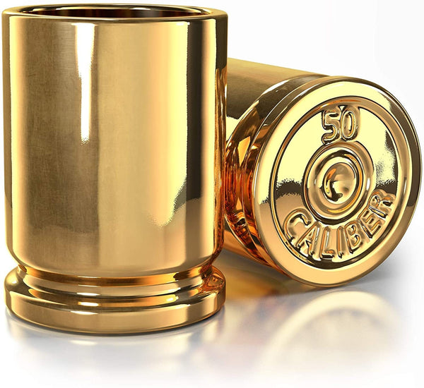 50 caliber ceramic bullet casing 2oz shot glasses. set of 2 - Raise The Bar Lux  