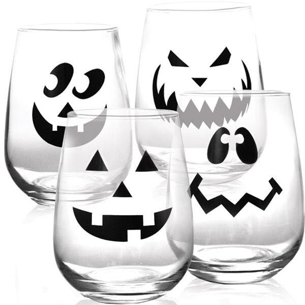 Spooky Halloween Stemless Wine Glasses. Set of 4 - Raise The Bar Lux  