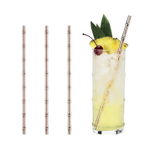 Copper Tiki Bamboo Straws. Set of 4 - Raise The Bar Lux  
