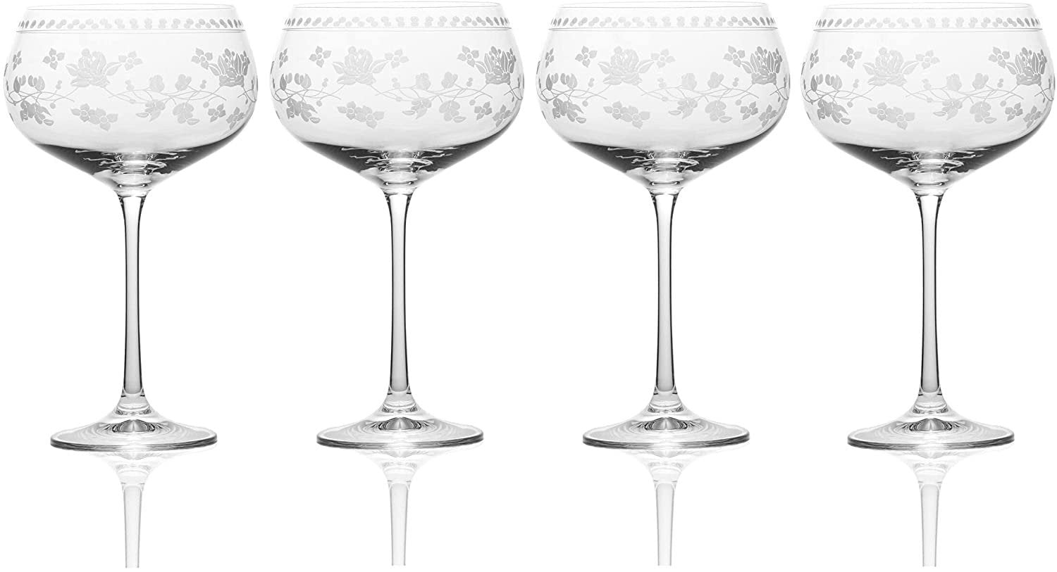 Engraved Wine Glasses - Set of 4, Vintage Vine Design – Frill