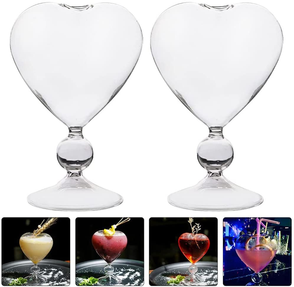 Heart Shaped Cocktail Glass. 8 Oz. Set of 2 - Raise The Bar Lux  