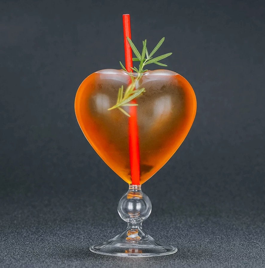 Heart Shaped Cocktail Glass. 8 Oz. Set of 2 - Raise The Bar Lux  