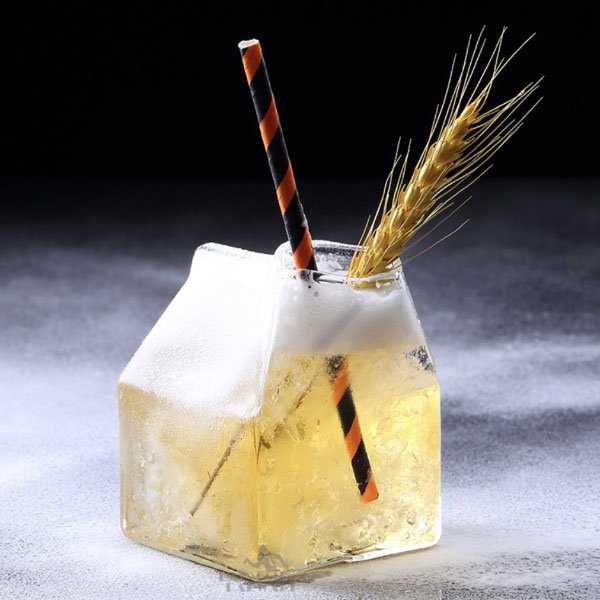 Milk Carton Shaped Cocktail Glass. 8 Oz. - Raise The Bar Lux  