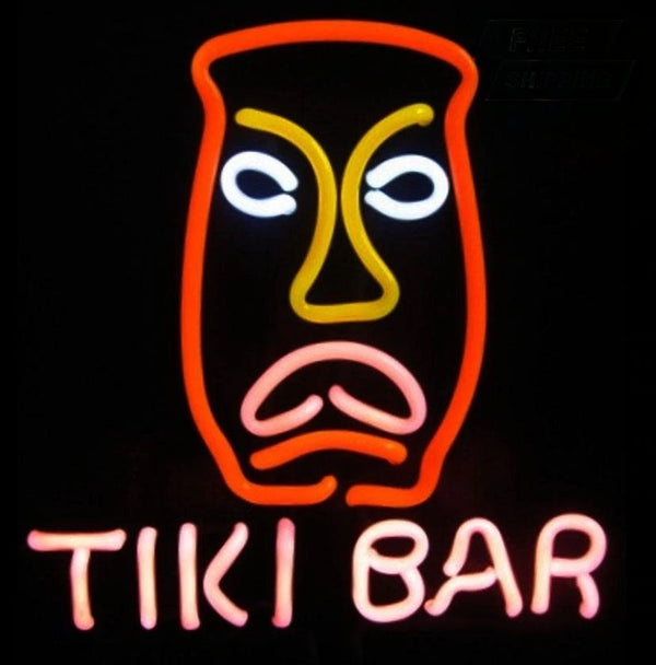 Handmade Tiki Mask Neon Bar Sign. - Raise The Bar Lux  
