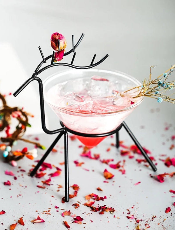 Reindeer Frame Cocktail Martini Glass. 6 Oz.  SET OF 2 - Raise The Bar Lux  
