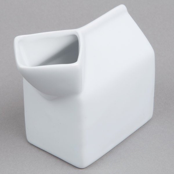 Ceramic Milk Carton Shaped Creamer Glass. 5 Oz. - Raise The Bar Lux  