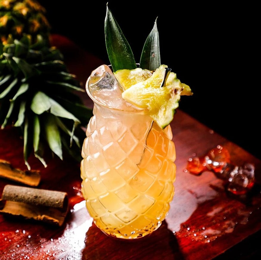 Glass Textured Pineapple Tiki Glass. 17 Oz. (12 pack case) - Raise The Bar Lux  
