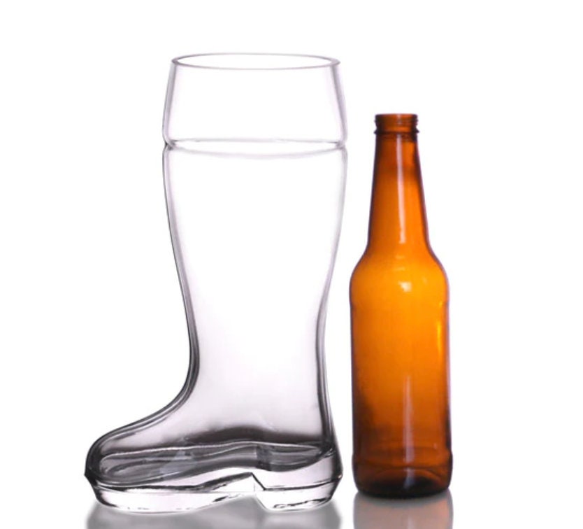 Santa Boot or Das Boot Thick Drinking Glass Stein. 45 Oz - Raise The Bar Lux  