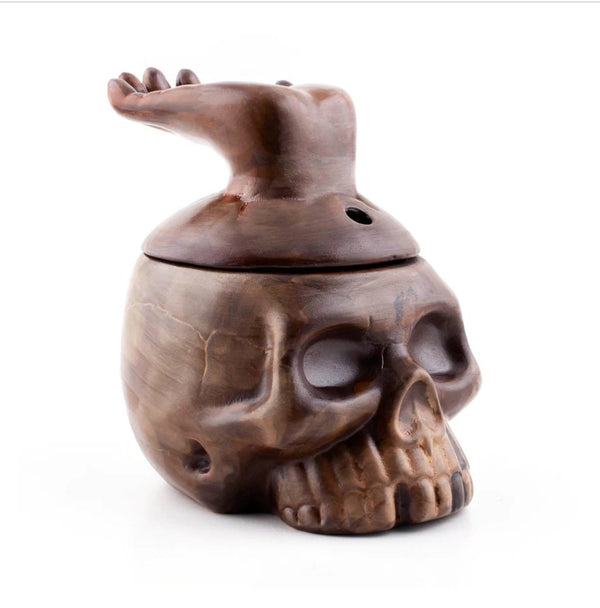 Ceramic SKull Tiki Mug BOWL With Hand Lid. 14 Oz. LIMITED EDITION - Raise The Bar Lux  
